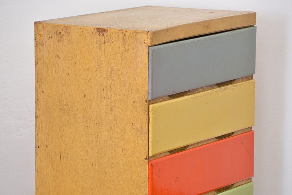 レトロ家具　昭和レトロ 1970年代　ポップなカラーチェスト(ドロワー、引き出し、タンス)