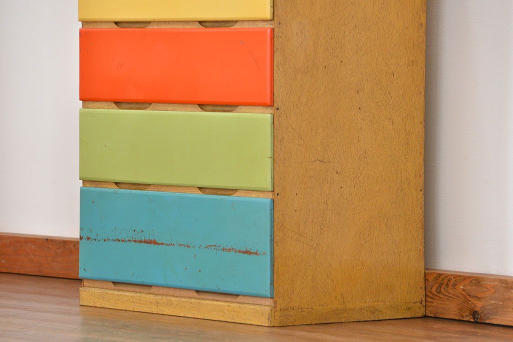 レトロ家具　昭和レトロ 1970年代　ポップなカラーチェスト(ドロワー、引き出し、タンス)