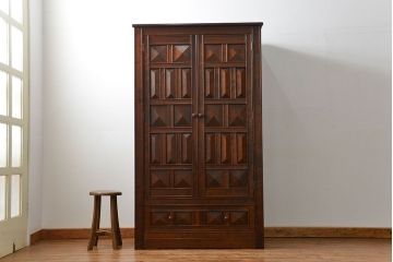 中古　松本民芸家具　希少なSII型洋服タンス　定価約59万　(ワードローブ、洋服箪笥)