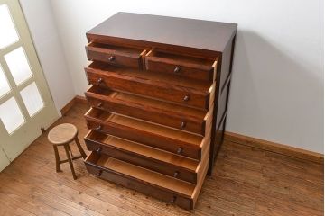 中古　松本民芸家具　D-34型整理タンス　定価約31万9000円　(箪笥)