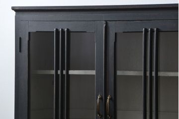 アンティーク家具　アンティークペイント仕上げ　二段重ね食器棚(収納棚)