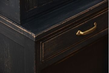 アンティーク家具　アンティークペイント仕上げ　二段重ね食器棚(収納棚)