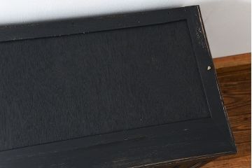 アンティーク家具　アンティークペイント仕上げ　二段重ね食器棚(収納棚)