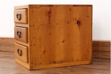 レトロ家具　昭和レトロ 古い木の三段小引き出し