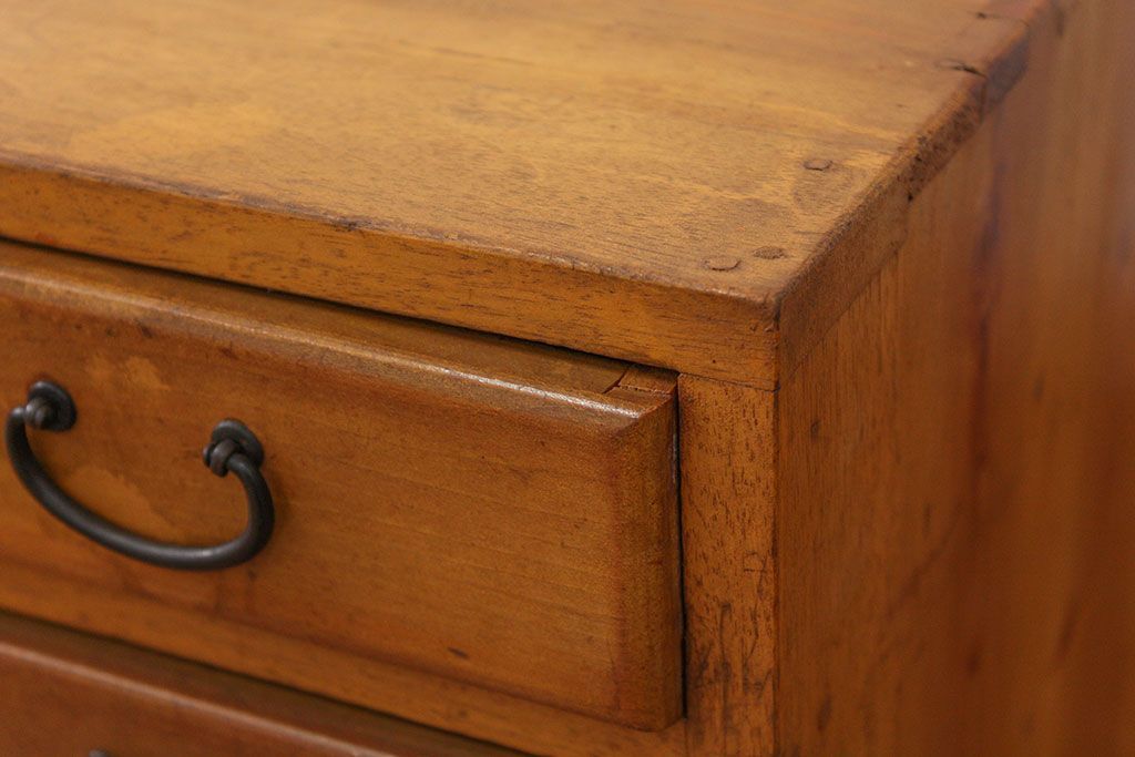 レトロ家具　昭和レトロ 古い木の三段小引き出し