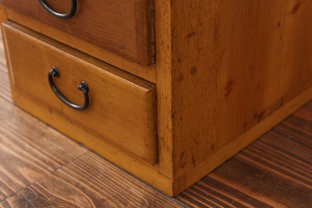 レトロ家具　昭和レトロ 古い木の三段小引き出し