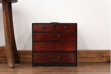 アンティーク家具　古民具・骨董 前面欅材の5杯小引き出し