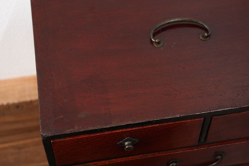 アンティーク家具　古民具・骨董 前面欅材の5杯小引き出し