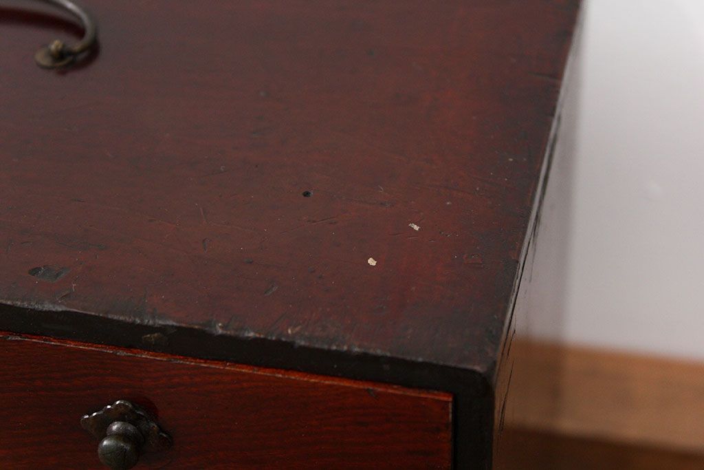 アンティーク家具　古民具・骨董 前面欅材の5杯小引き出し