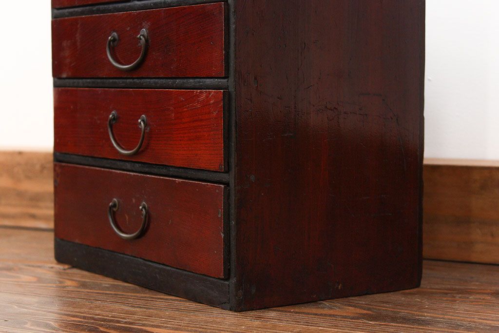 アンティーク家具　古民具・骨董 前面欅材の5杯小引き出し