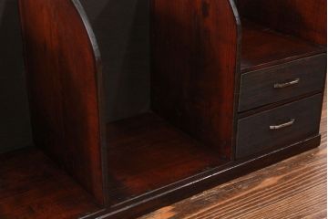 アンティーク家具　アンティーク 古い木の引き出し付き本立て