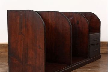 アンティーク家具　アンティーク 古い木の引き出し付き本立て