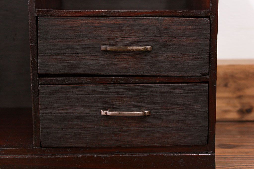 アンティーク家具　アンティーク 古い木の引き出し付き本立て