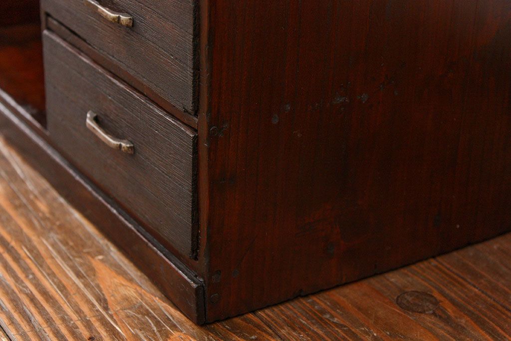 アンティーク家具　アンティーク 古い木の引き出し付き本立て