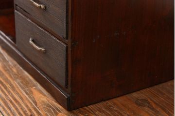 アンティーク家具　アンティーク 古い木の引き出し付き本立て