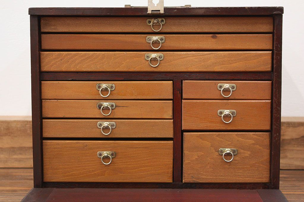 レトロ家具　昭和レトロ 珍品　歯医者さんの古い往診箱(小引き出し)