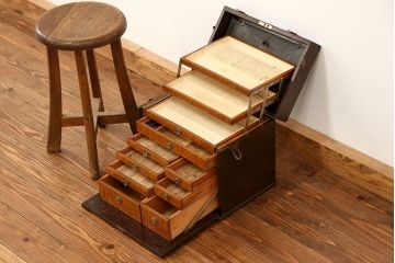 アンティーク家具　アンティーク 歯医者さんの古い往診箱(小引き出し、裁縫箱)
