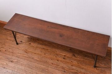 アンティーク家具　アンティーク 天板一枚板　使い込まれた古材天板の鉄脚センターテーブル(1)(ベンチ、長椅子、長イス)