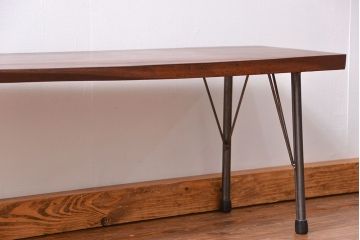 アンティーク家具　アンティーク 天板一枚板　使い込まれた古材天板の鉄脚センターテーブル(1)(ベンチ、長椅子、長イス)