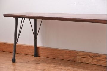 アンティーク家具　アンティーク 天板一枚板　使い込まれた古材天板の鉄脚センターテーブル(1)(ベンチ、長椅子、長イス)