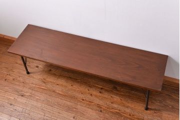 アンティーク家具　アンティーク 天板一枚板　使い込まれた古材天板の鉄脚センターテーブル(2)(ベンチ、長椅子、長イス)