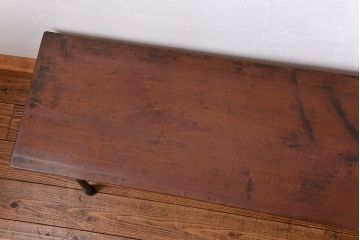 アンティーク家具　アンティーク 天板一枚板　使い込まれた古材天板の鉄脚センターテーブル(3)