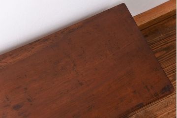 アンティーク家具　アンティーク 天板一枚板　使い込まれた古材天板の鉄脚センターテーブル(3)
