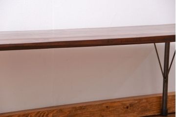 アンティーク家具　アンティーク 天板一枚板　使い込まれた古材天板の鉄脚センターテーブル(3)