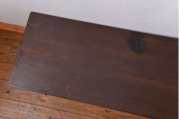 アンティーク家具　アンティーク 天板一枚板　使い込まれた古材天板の鉄脚センターテーブル(4)