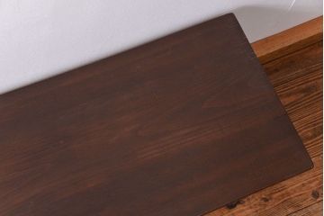 アンティーク家具　アンティーク 天板一枚板　使い込まれた古材天板の鉄脚センターテーブル(4)