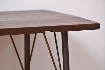アンティーク家具　アンティーク 天板一枚板　使い込まれた古材天板の鉄脚センターテーブル(4)