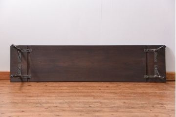 アンティーク家具　アンティーク 天板一枚板　使い込まれた古材天板の鉄脚センターテーブル(4)