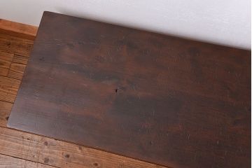 アンティーク家具　アンティーク 天板一枚板　使い込まれた古材天板の鉄脚センターテーブル(5)