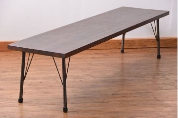 アンティーク家具　アンティーク 天板一枚板　使い込まれた古材天板の鉄脚センターテーブル(5)