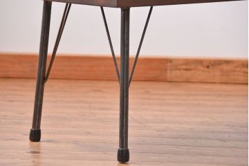 アンティーク家具　アンティーク 天板一枚板　使い込まれた古材天板の鉄脚センターテーブル(5)