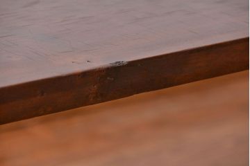 アンティーク家具　アンティーク 天板一枚板　使い込まれた古材天板の鉄脚センターテーブル(5)