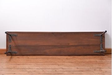 アンティーク家具　アンティーク 使い込まれた古材天板の鉄脚センターテーブル(1)(机、ベンチ、長椅子)