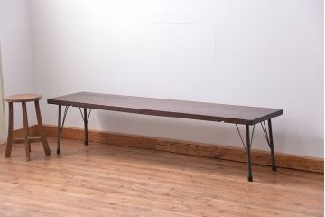 アンティーク家具　アンティーク 使い込まれた古材天板の鉄脚センターテーブル(2)(机、ベンチ、長椅子)