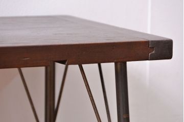 アンティーク家具　アンティーク 使い込まれた古材天板の鉄脚センターテーブル(2)(机、ベンチ、長椅子)