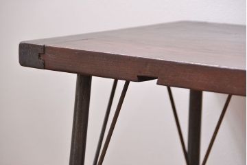 アンティーク家具　アンティーク 使い込まれた古材天板の鉄脚センターテーブル(2)(机、ベンチ、長椅子)