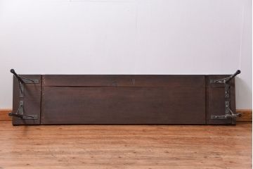 アンティーク家具　アンティーク 使い込まれた古材天板の鉄脚センターテーブル(2)(机、ベンチ、長椅子)