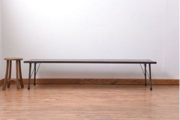 アンティーク家具　アンティーク 天板一枚板　使い込まれた古材天板の鉄脚センターテーブル(7)(ベンチ、長椅子、長イス)