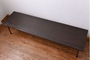 アンティーク家具　アンティーク 天板一枚板　使い込まれた古材天板の鉄脚センターテーブル(7)(ベンチ、長椅子、長イス)