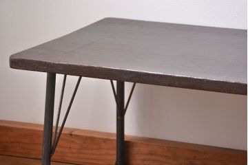 アンティーク家具　アンティーク 天板一枚板　使い込まれた古材天板の鉄脚センターテーブル(7)(ベンチ、長椅子、長イス)