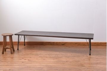 アンティーク家具　アンティーク 天板一枚板　使い込まれた古材天板の鉄脚センターテーブル(7)(ベンチ、長椅子、長イス)