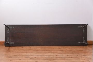 アンティーク家具　アンティーク 天板一枚板　使い込まれた古材天板の鉄脚センターテーブル(7)(ベンチ、長椅子、長イス)