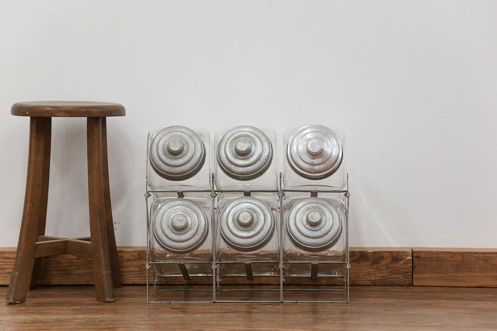 アンティーク雑貨　昭和レトロ 古い六連菓子瓶(ビン)