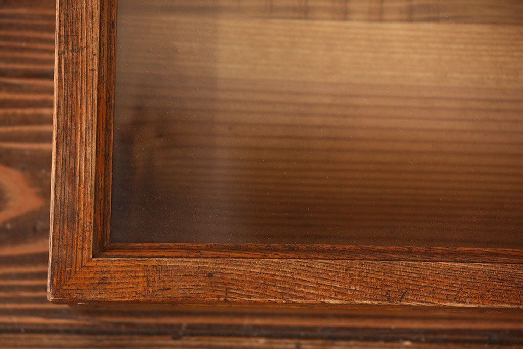 アンティーク家具　アンティーク 古い木のコレクションボックス(ガラスケース、ショーケース)