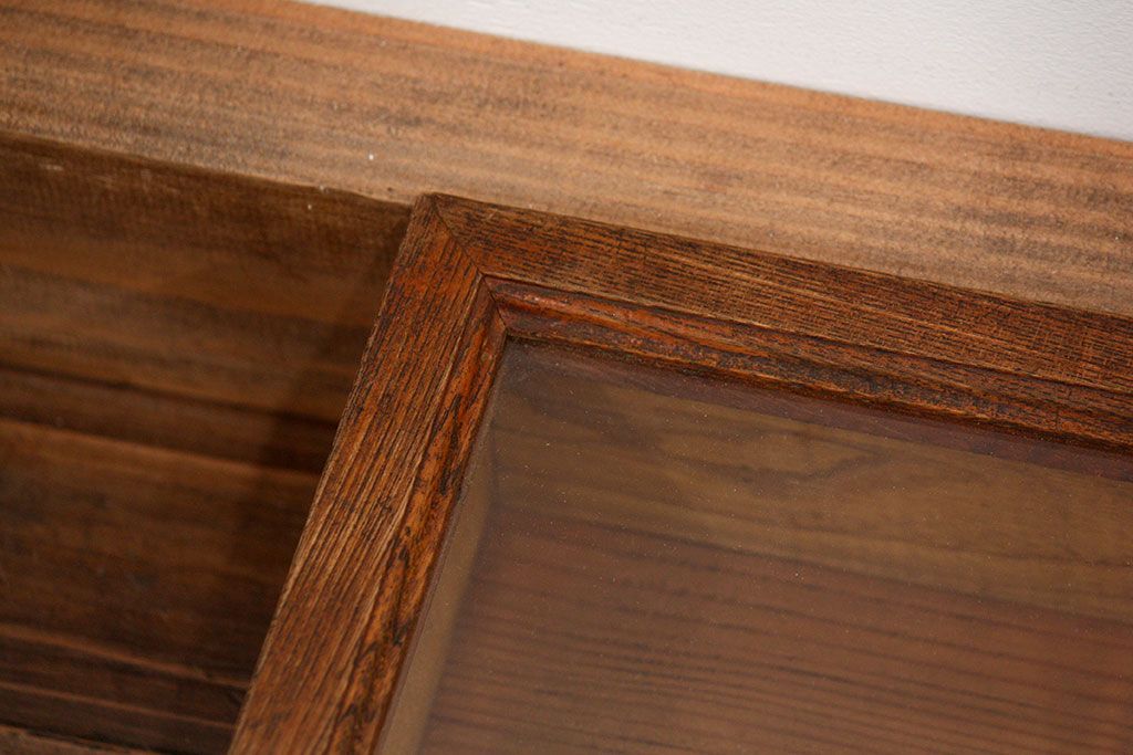 アンティーク家具　アンティーク 古い木のコレクションボックス(ガラスケース、ショーケース)