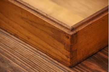 アンティーク家具　アンティーク 古い木のコレクションボックス(ガラスケース、ショーケース)